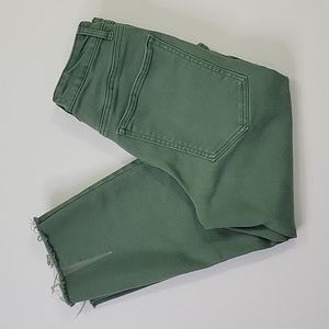 Zara Green Denim Cropped Jeans SZ XS